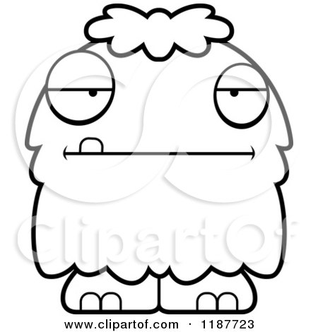 Cartoon of a Black and White Bored Furry Monster - Royalty Free Vector Clipart by Cory Thoman