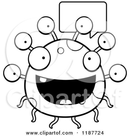Cartoon of a Black and White Talking Eyeball Monster - Royalty Free Vector Clipart by Cory Thoman