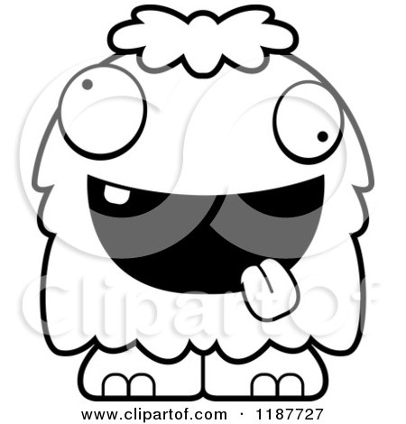 Cartoon of a Black and White Excited Furry Monster - Royalty Free Vector Clipart by Cory Thoman