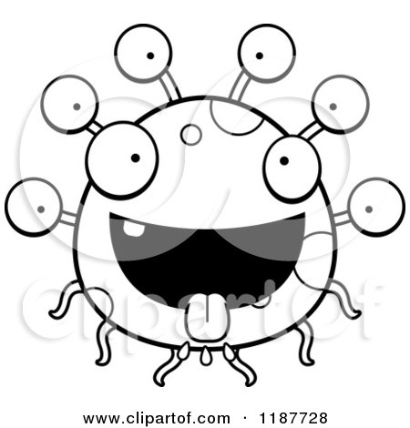 Cartoon of a Black and White Hungry Eyeball Monster - Royalty Free Vector Clipart by Cory Thoman
