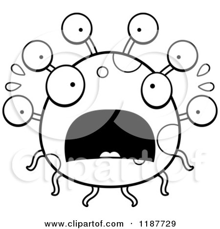 Cartoon of a Black and White Scared Eyeball Monster - Royalty Free Vector Clipart by Cory Thoman