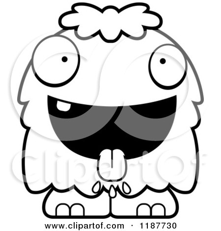 Cartoon of a Black and White Hungry Furry Monster - Royalty Free Vector Clipart by Cory Thoman