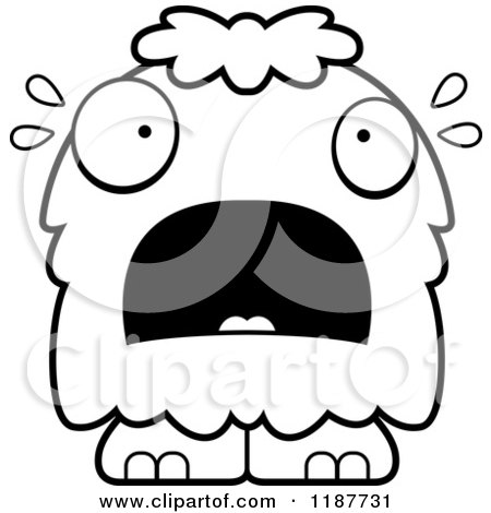Cartoon of a Black and White Scared Furry Monster - Royalty Free Vector Clipart by Cory Thoman