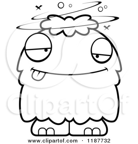 Cartoon of a Black and White Drunk Furry Monster - Royalty Free Vector Clipart by Cory Thoman