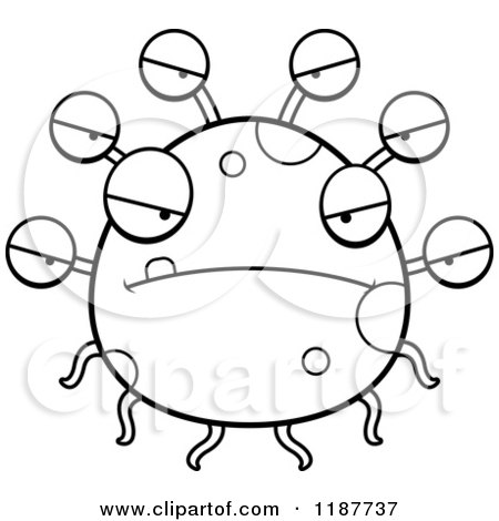 Cartoon of a Black and White Mad Eyeball Monster - Royalty Free Vector Clipart by Cory Thoman