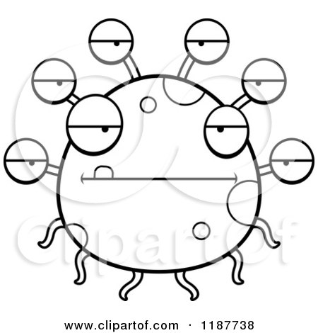 Cartoon of a Black and White Bored Eyeball Monster - Royalty Free Vector Clipart by Cory Thoman