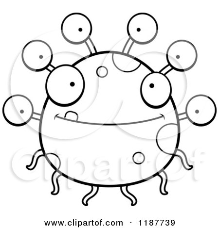 Cartoon of a Black and White Happy Eyeball Monster - Royalty Free Vector Clipart by Cory Thoman