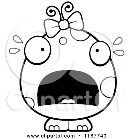 Cartoon of a Black and White Scared Female Monster - Royalty Free Vector Clipart by Cory Thoman