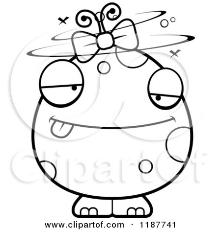 Cartoon of a Black and White Drunk Female Monster - Royalty Free Vector Clipart by Cory Thoman