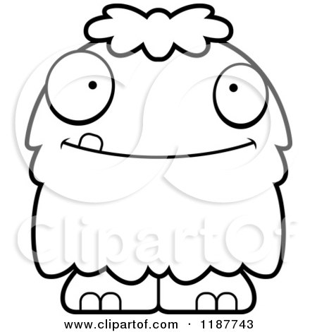 Cartoon of a Black and White Happy Furry Monster - Royalty Free Vector Clipart by Cory Thoman