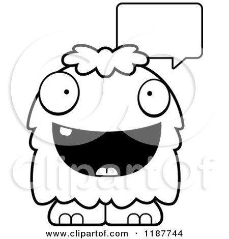 Cartoon of a Black and White Talking Furry Monster - Royalty Free Vector Clipart by Cory Thoman