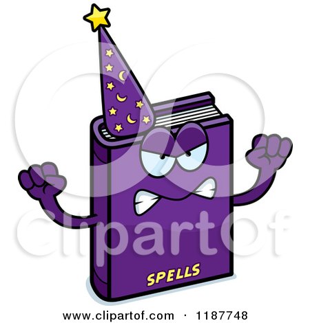 Cartoon of a Mad Magic Spell Book Mascot - Royalty Free Vector Clipart by Cory Thoman