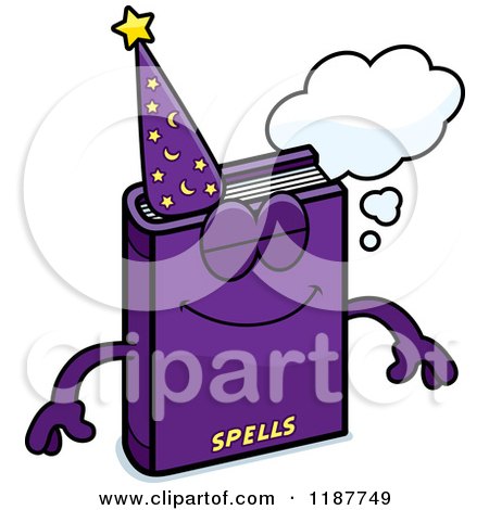 Cartoon of a Dreaming Magic Spell Book Mascot - Royalty Free Vector Clipart by Cory Thoman