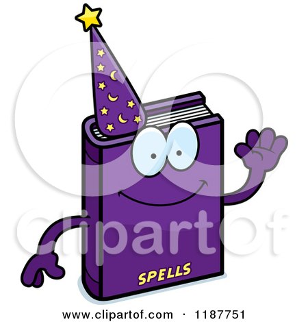Cartoon of a Waving Magic Spell Book Mascot - Royalty Free Vector Clipart by Cory Thoman