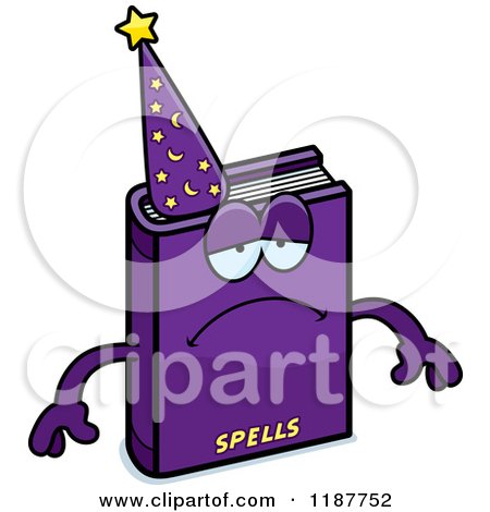 Cartoon of a Depressed Magic Spell Book Mascot - Royalty Free Vector Clipart by Cory Thoman