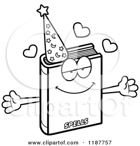 Cartoon of a Black and White Loving Magic Spell Book Mascot - Royalty Free Vector Clipart by Cory Thoman