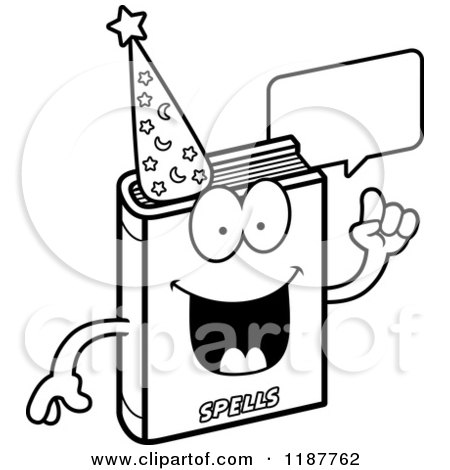 Cartoon of a Black and White Talking Magic Spell Book Mascot - Royalty Free Vector Clipart by Cory Thoman