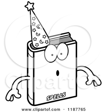 Cartoon of a Black and White Surprised Magic Spell Book Mascot - Royalty Free Vector Clipart by Cory Thoman