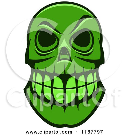 Clipart of a Green Grinning Monster Skull - Royalty Free Vector Illustration by Vector Tradition SM