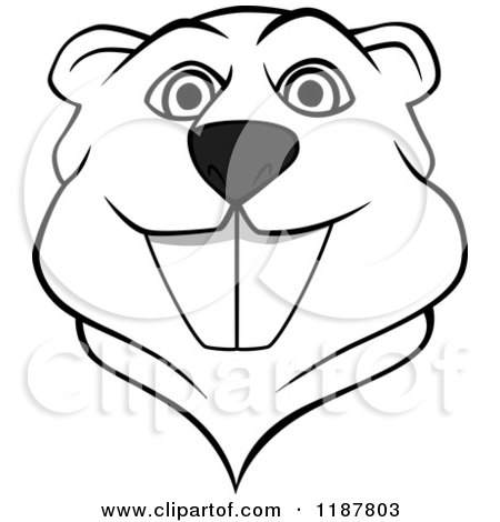 Clipart of a Happy Black and White Beaver Mascot Face - Royalty Free Vector Illustration by Vector Tradition SM