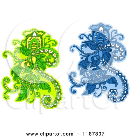 Clipart of Green and Blue Floral Design Element - Royalty Free Vector Illustration by Vector Tradition SM