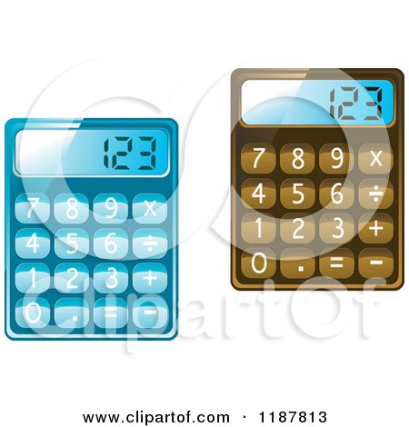 Clipart of Brown and Blue Calculators with 123 on the Displays - Royalty Free Vector Illustration by Vector Tradition SM