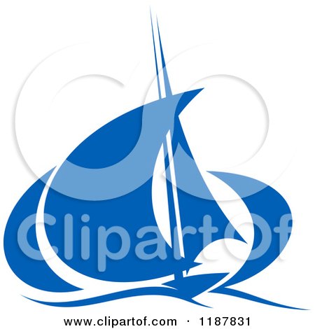 Clipart of a Blue Abstract Sailboat 2 - Royalty Free Vector Illustration by Vector Tradition SM