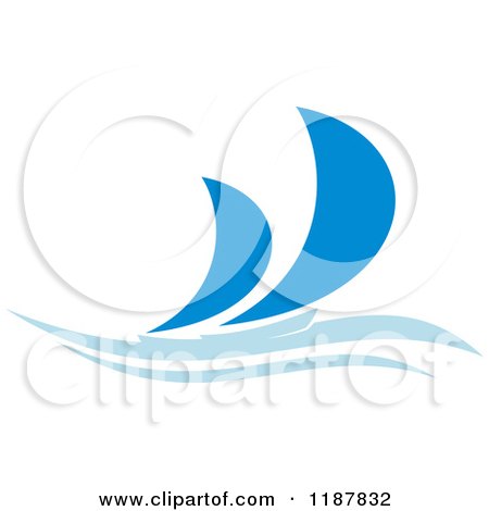 Clipart of a Blue Abstract Sailboat - Royalty Free Vector Illustration by Vector Tradition SM