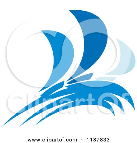 Clipart of Blue Abstract Sailboats 2 - Royalty Free Vector Illustration by Vector Tradition SM