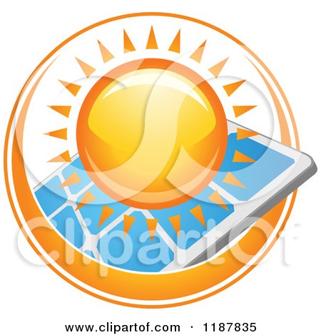 Clipart of a Sun Ring Around a Solar Panel - Royalty Free Vector Illustration by Vector Tradition SM