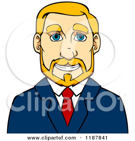 Clipart of a Smiling Blond Businessman Avatar - Royalty Free Vector Illustration by Vector Tradition SM