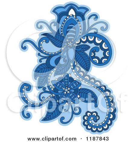 Clipart of a Blue Floral Design Element - Royalty Free Vector Illustration by Vector Tradition SM