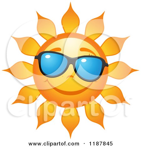 Clipart of a Smiling Summer Sun with Shades - Royalty Free Vector Illustration by Vector Tradition SM