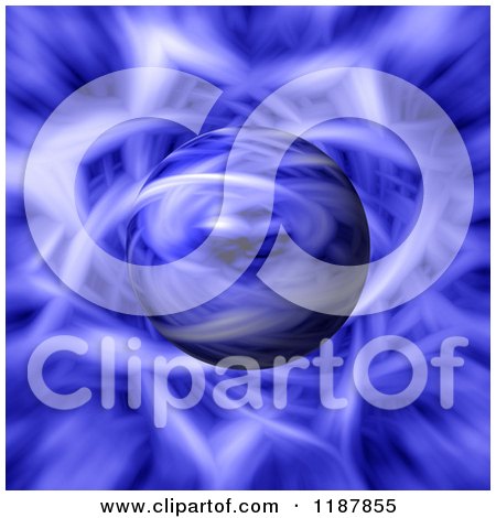 Clipart of a Sphere Emerging from a Blue Flame Fractal - Royalty Free CGI Illustration by oboy