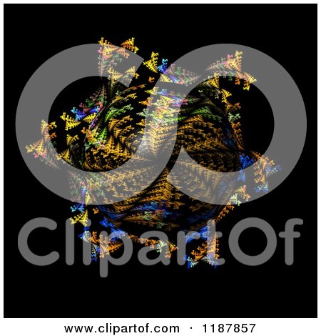 Clipart of a Colorful Spiraling Fractal on Black - Royalty Free CGI Illustration by oboy