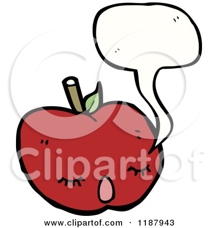 Cartoon of an Apple Speaking - Royalty Free Vector Illustration by lineartestpilot