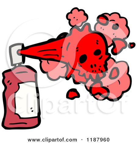 Cartoon of a Spraypaint Can and Skull - Royalty Free Vector Illustration by lineartestpilot