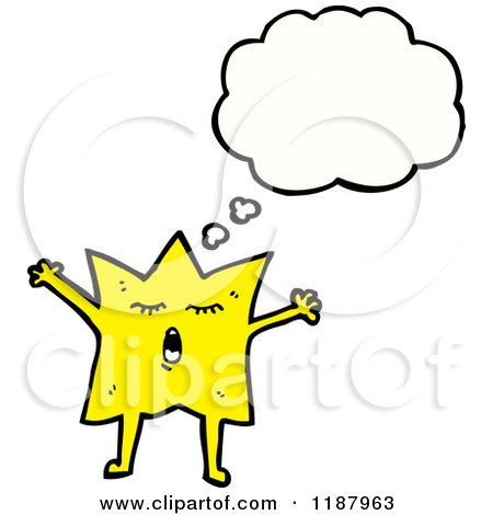Cartoon of a Star Thinking - Royalty Free Vector Illustration by lineartestpilot