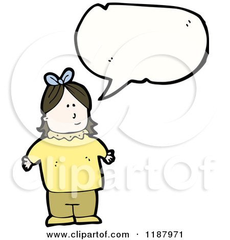 Cartoon of a Little Girl Speaking - Royalty Free Vector Illustration by lineartestpilot