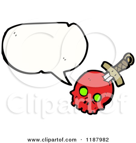 Cartoon of a Dagger in a Skull Speaking - Royalty Free Vector Illustration by lineartestpilot
