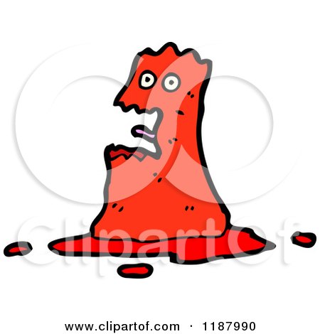 Cartoon of a Red Slime Monster - Royalty Free Vector Illustration by lineartestpilot