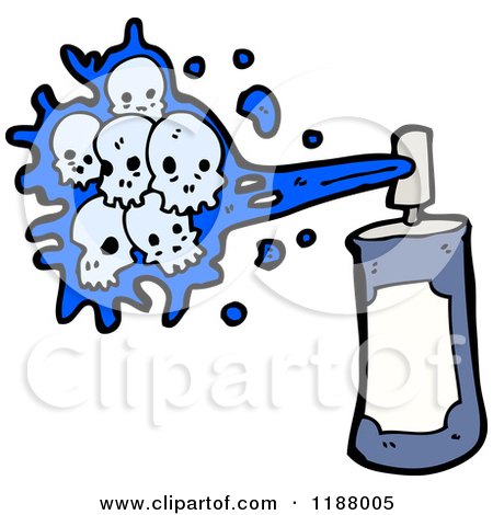 Cartoon of a Spraypaint Can and Skulls - Royalty Free Vector Illustration by lineartestpilot