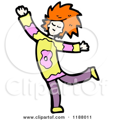 Cartoon of a Red Headed Girl Dancing - Royalty Free Vector Illustration by lineartestpilot