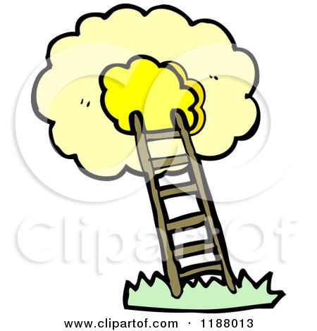 Cartoon of a Ladder Leading up to the Clouds - Royalty Free Vector Illustration by lineartestpilot