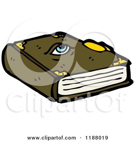Cartoon of a Book of Magic Spells - Royalty Free Vector Illustration by lineartestpilot