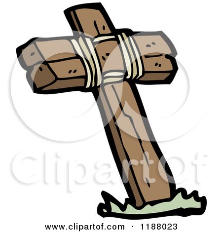 Cartoon of a Large Wooden Cross - Royalty Free Vector Illustration by lineartestpilot