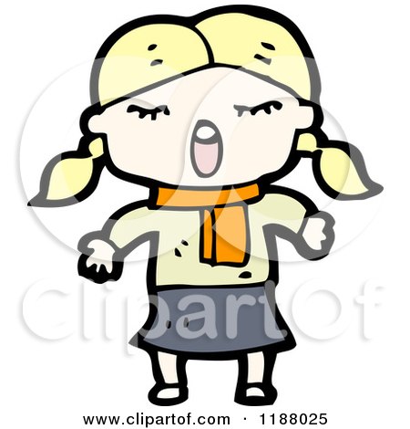 Cartoon of a Little Girl with Pigtails - Royalty Free Vector Illustration by lineartestpilot