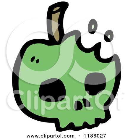 Cartoon of a Green Apple Skull - Royalty Free Vector Illustration by lineartestpilot