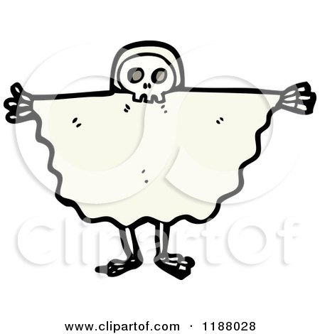 Cartoon of a Skeleton Dressed As a Ghost - Royalty Free Vector Illustration by lineartestpilot