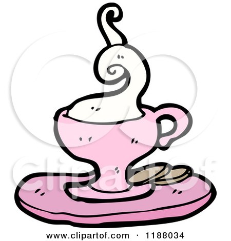 Cartoon of a Pink Cup of Hot Tea - Royalty Free Vector Illustration by lineartestpilot